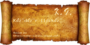 Kádár Ildikó névjegykártya